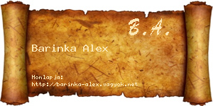 Barinka Alex névjegykártya